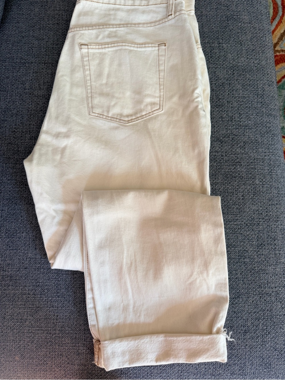 Frame Denim Off-White Ankle Crop Jeans